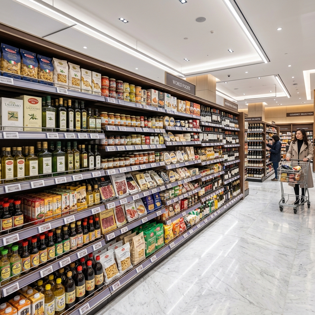 Premium supermarket retail aisle